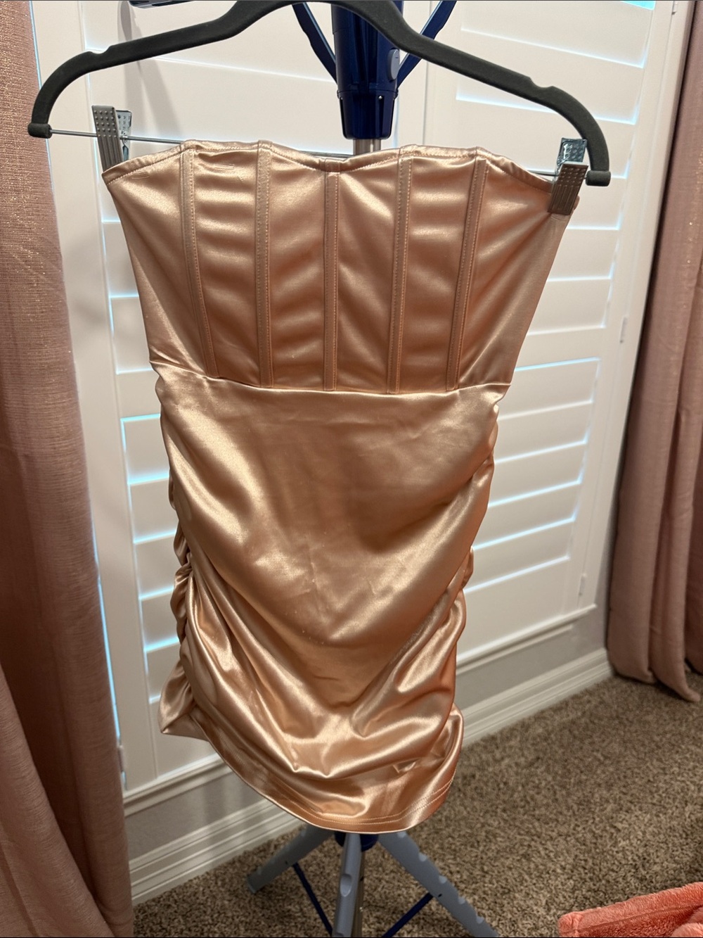 SHEIN Nude Satin Corset Mini Dress